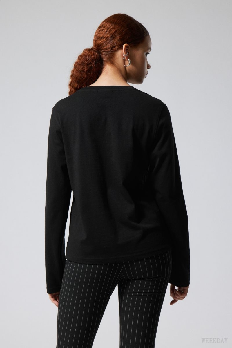 Weekday 2-pack Essence Standard Long Sleeves トップス レディース 黒 白 Japan | W3R-8027