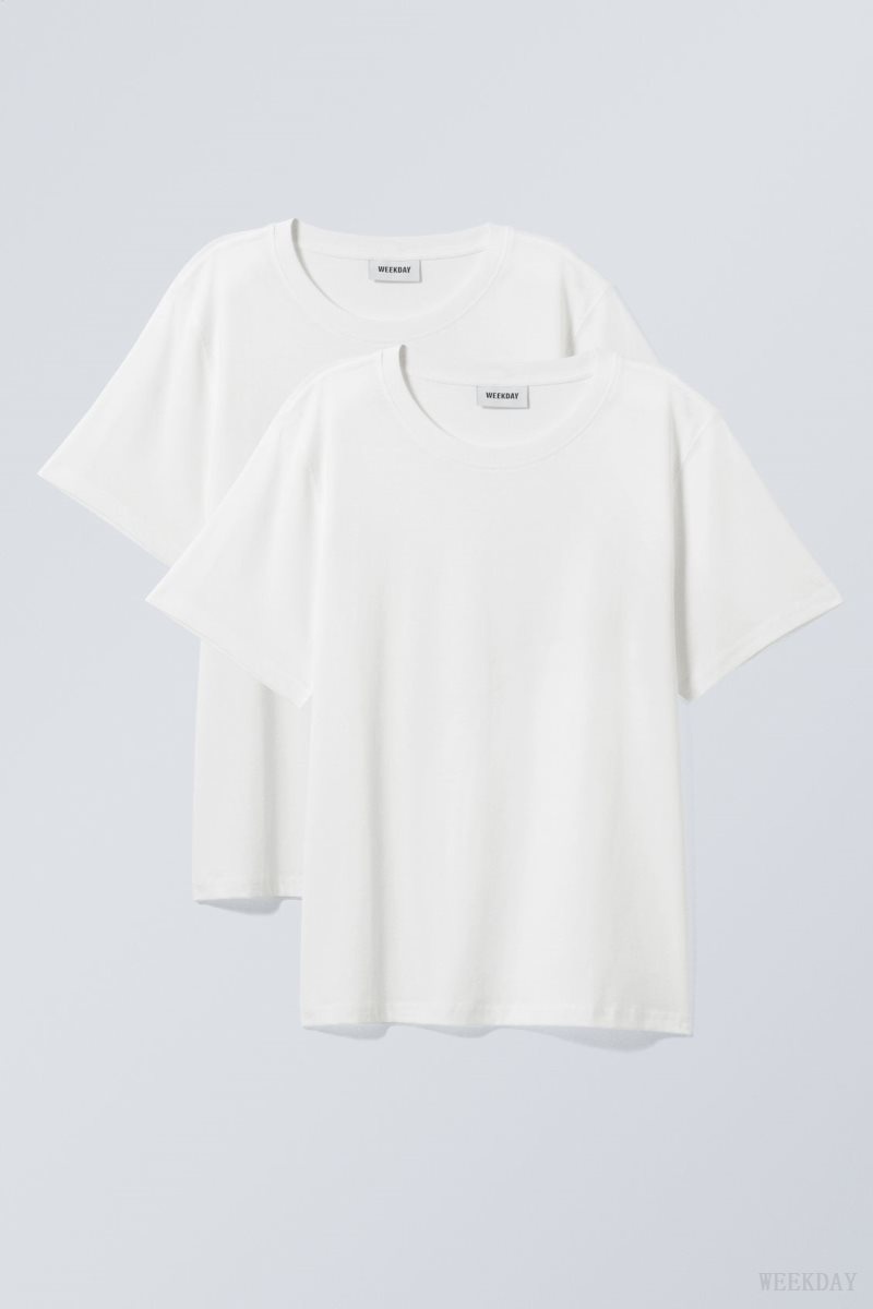 Weekday 2-pack Essence Standard T-Shirt Tシャツ レディース 白 Japan | D4F-7644
