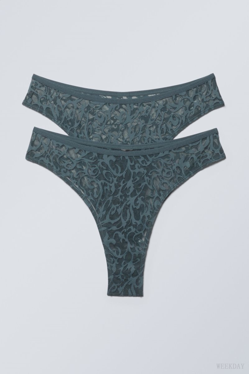 Weekday 2-pack Lucy ミッドカット Waist Brazilian Briefs ブリーフ レディース Petrol Japan | N0W-6752