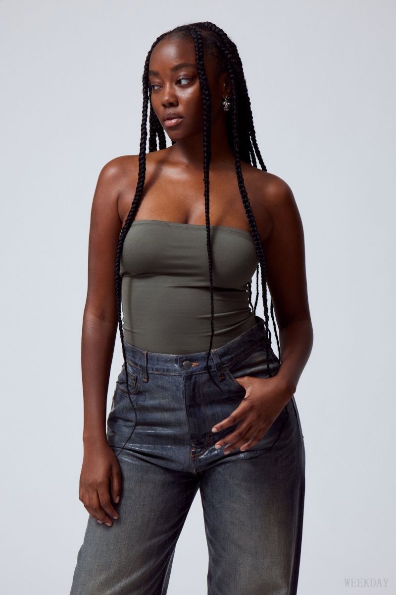 Weekday Act Tube Top トップス レディース 暗グレー Japan | F7E-1891
