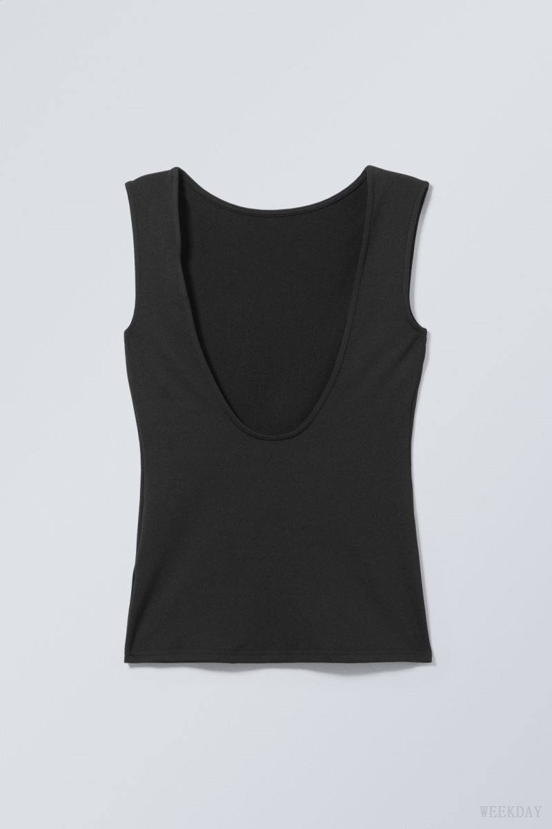 Weekday Alba Open Back Top トップス レディース 黒 Japan | X7V-0950
