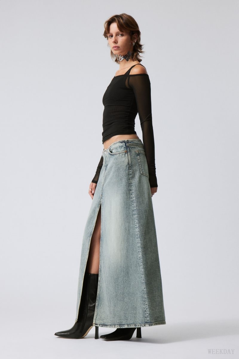 Weekday Anaheim Long Denim Skirt スカート レディース 青 Japan | H3I-7905