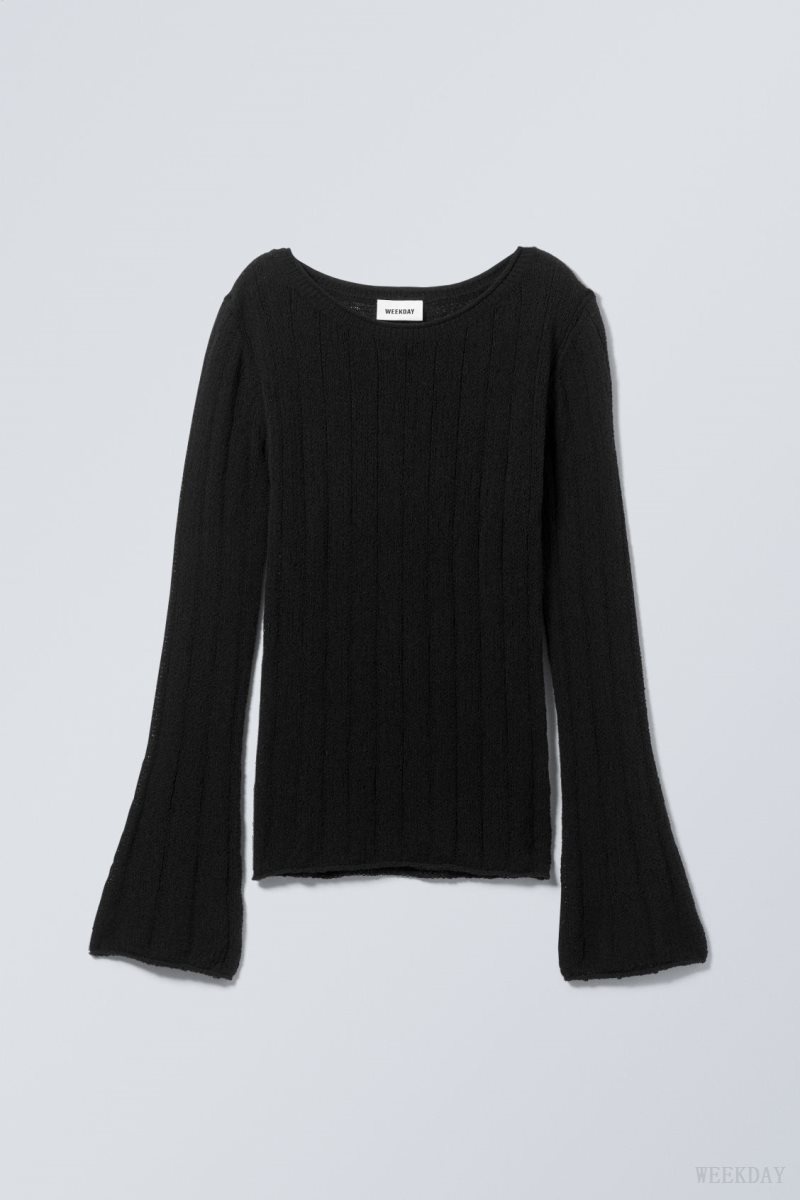 Weekday Anessa Sheer Knit Sweater セーター レディース 黒 Japan | X5F-5964