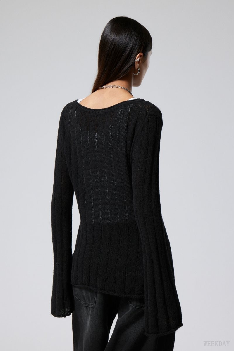 Weekday Anessa Sheer Knit Sweater セーター レディース 黒 Japan | X5F-5964