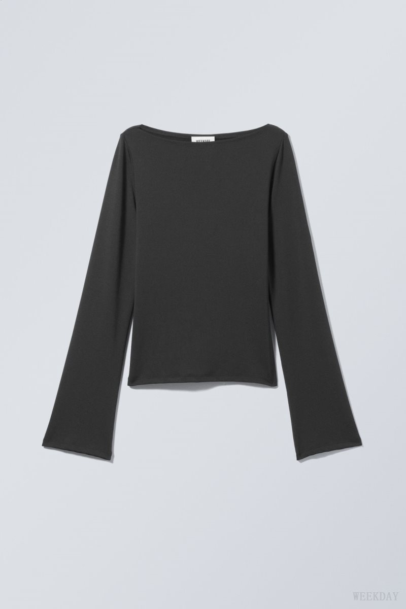 Weekday Annie Boatneck Long Sleeve Top トップス レディース 黒 Japan | M2S-0354