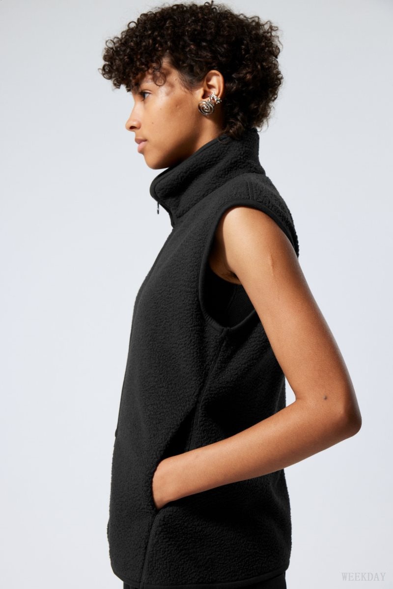 Weekday Any Fleece Vest ジャケット レディース 黒 Japan | F8Z-0686