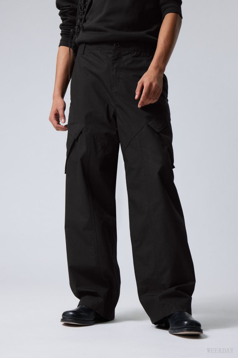 Weekday Astro Loose Asymmetric Cargo Trousers ズボン メンズ 黒 Japan | L1E-2232