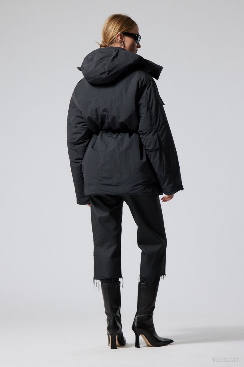 Weekday Attila パッド入り Parka ジャケット レディース 黒 Japan | C7V-2569