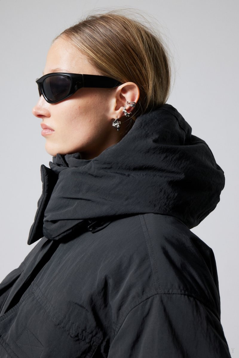Weekday Attila パッド入り Parka ジャケット レディース 黒 Japan | C7V-2569