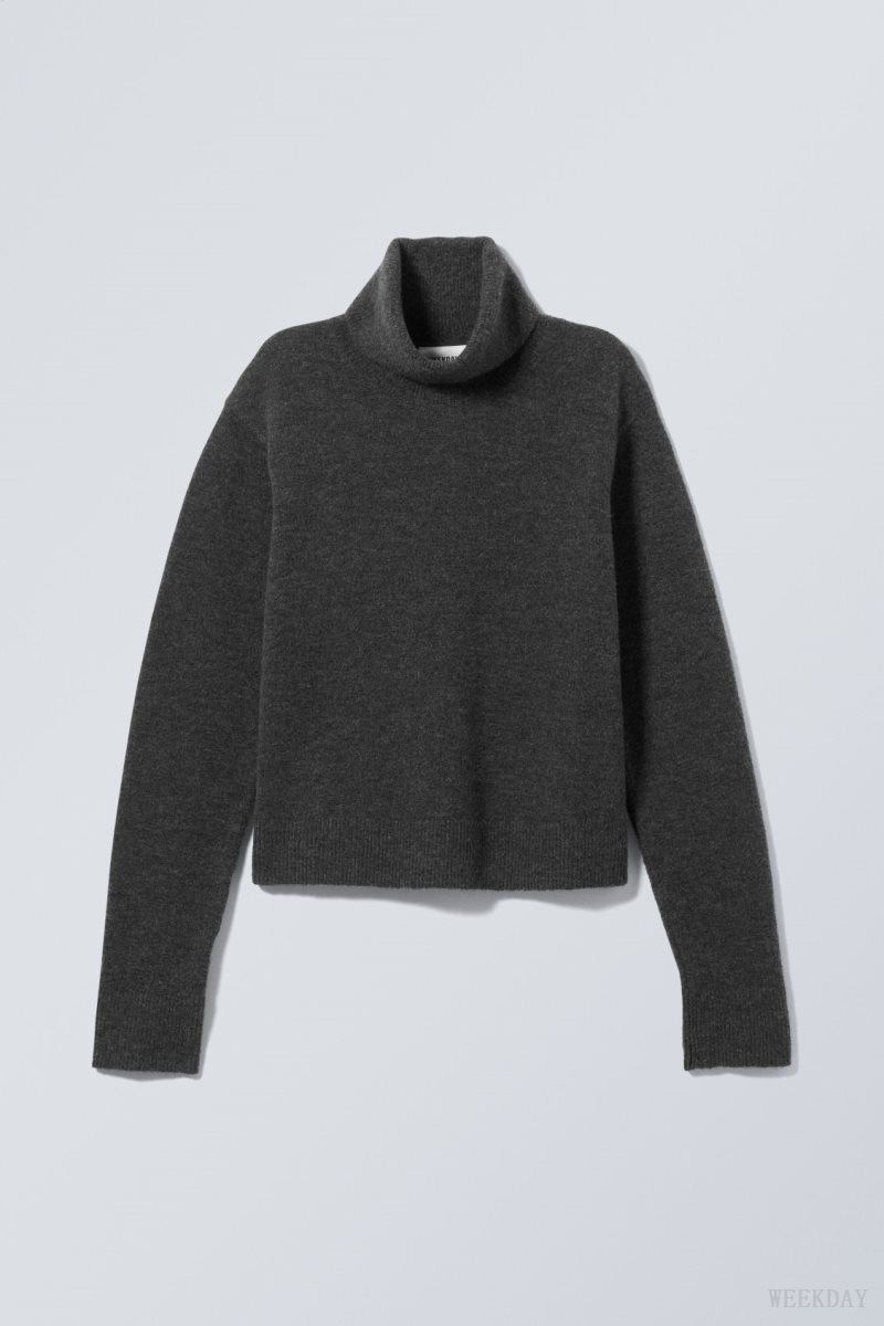 Weekday Ayla ニット Turtleneck セーター レディース 暗グレー Japan | O0I-4892