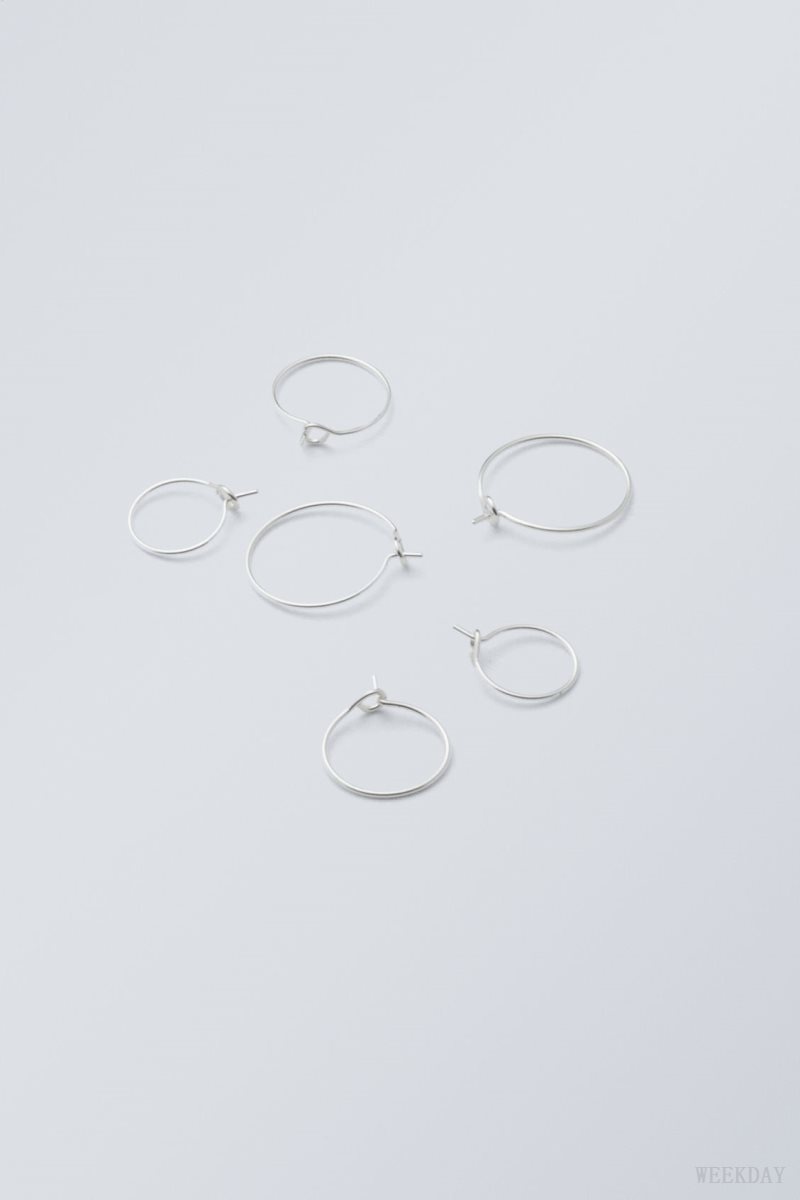 Weekday Basic Hoop Pack ジュエリー レディース シルバー Japan | G9Q-6470