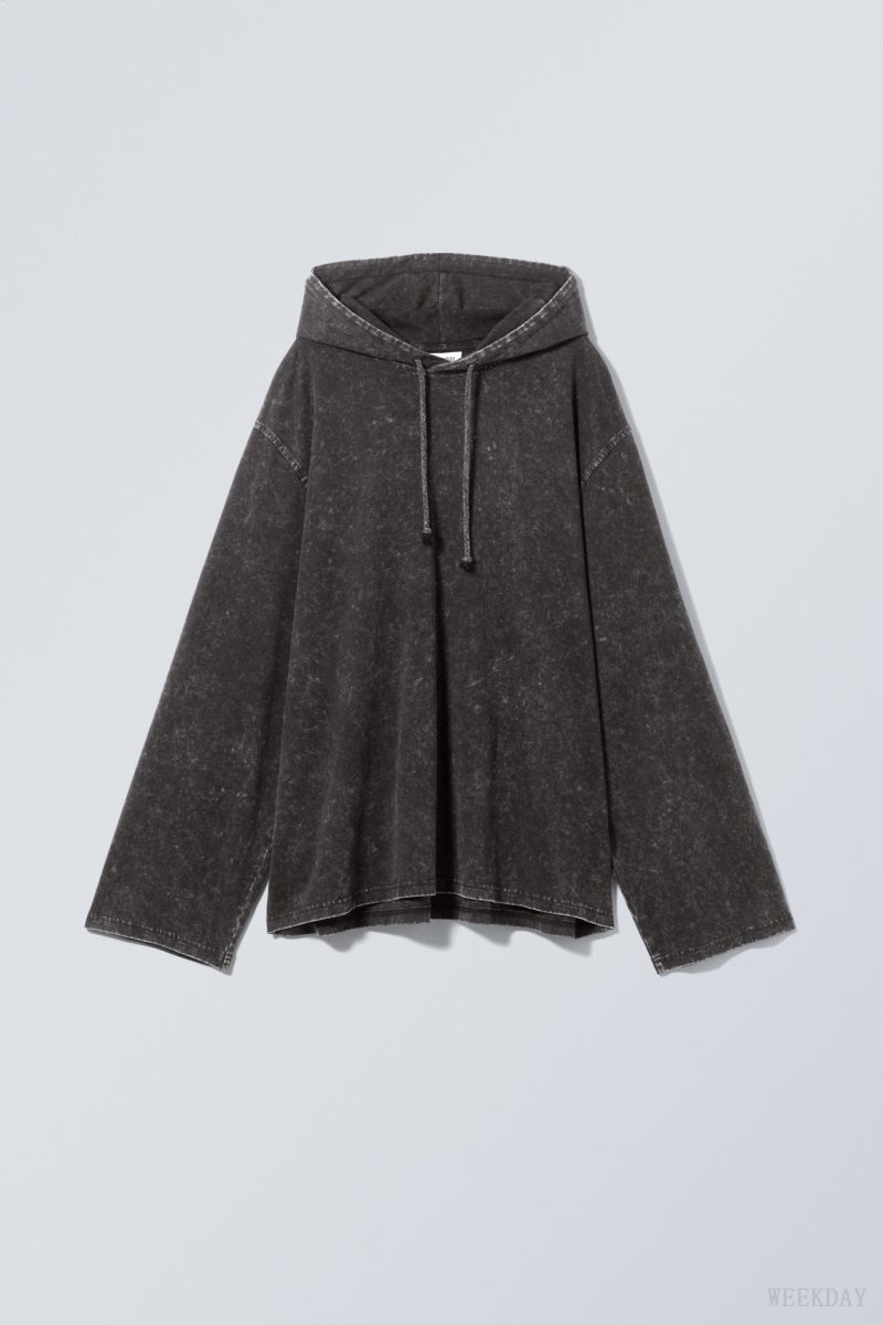 Weekday Bleached wash hoodie パーカー レディース 黒 Japan | T1Y-4710