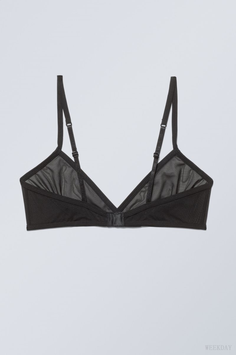 Weekday Bonnie Mesh Triangle Bralette Bralette レディース 黒 Japan | X0T-3169