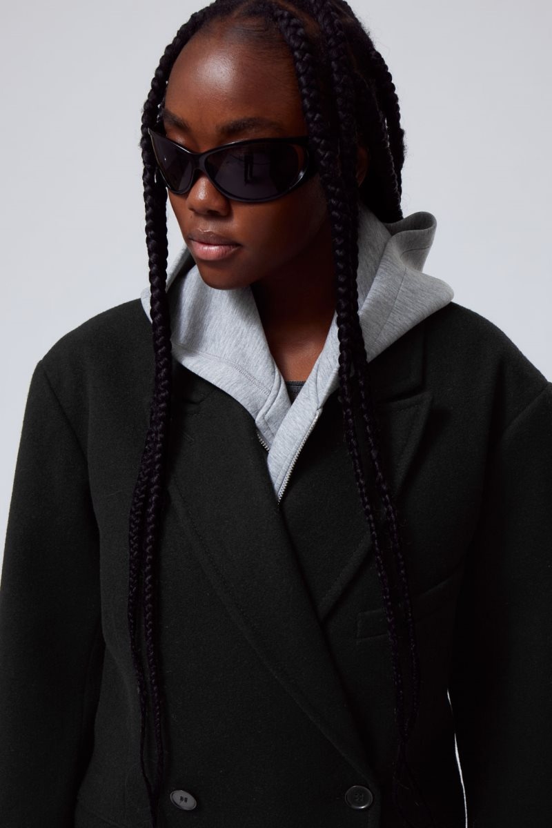 Weekday Carla Oversized ウール Blend Jacket ジャケット レディース 黒 Japan | B6L-0791