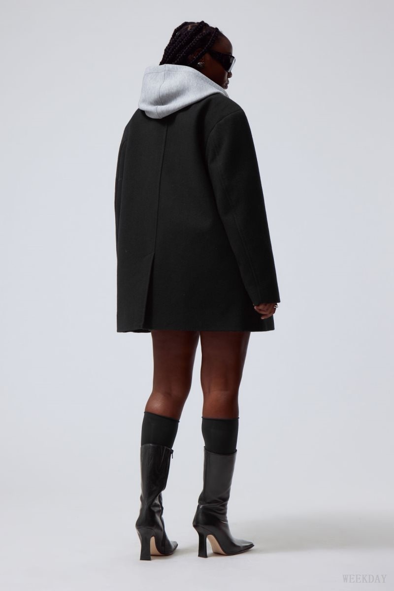 Weekday Carla Oversized ウール Blend Jacket ジャケット レディース 黒 Japan | B6L-0791