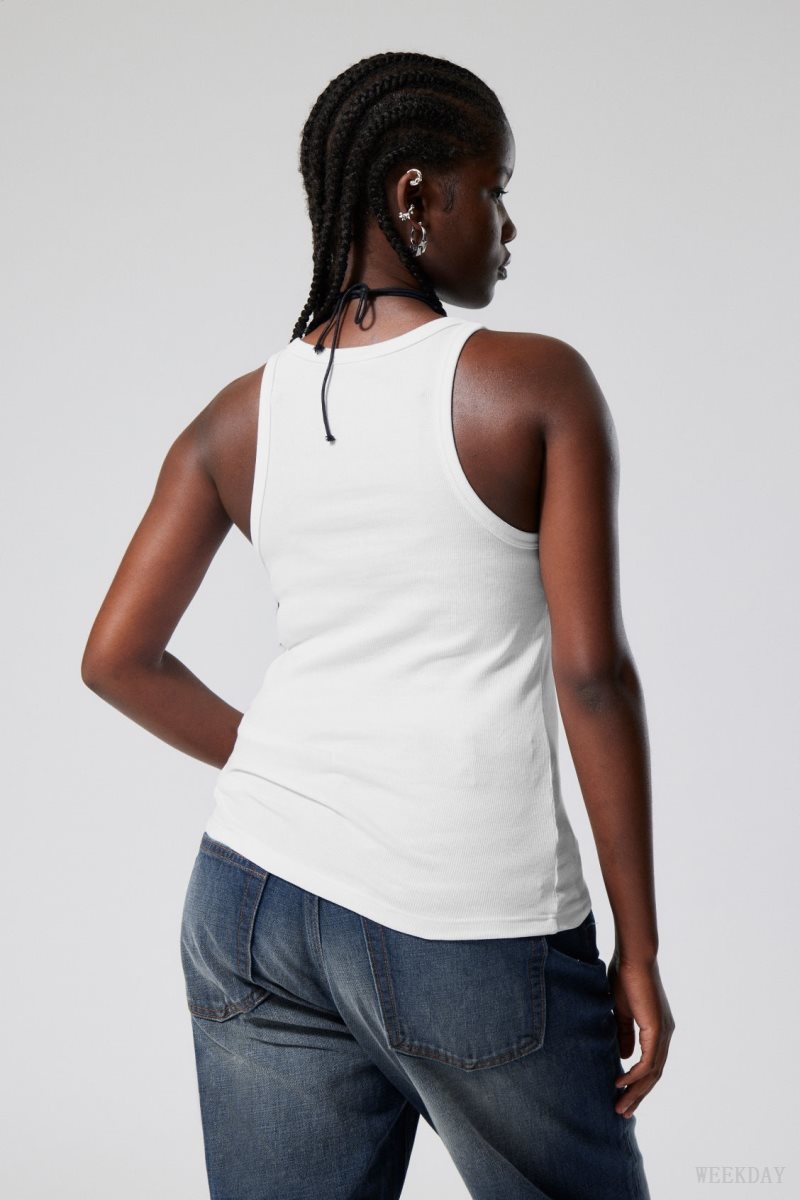 Weekday Close Fitted Tank Top タンクトップ レディース 白 Japan | U1G-8929