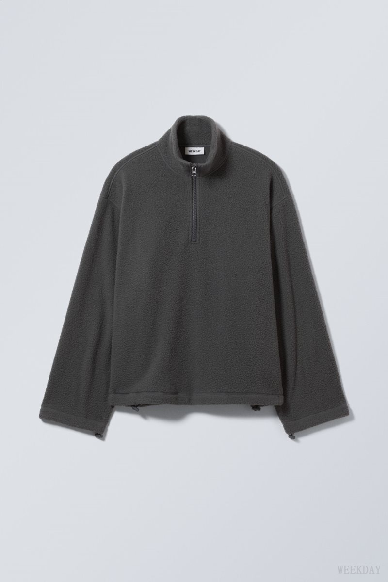 Weekday Cora Oversized Fleece Sweatshirt スウェットシャツ レディース 暗グレー Japan | Y7A-7227