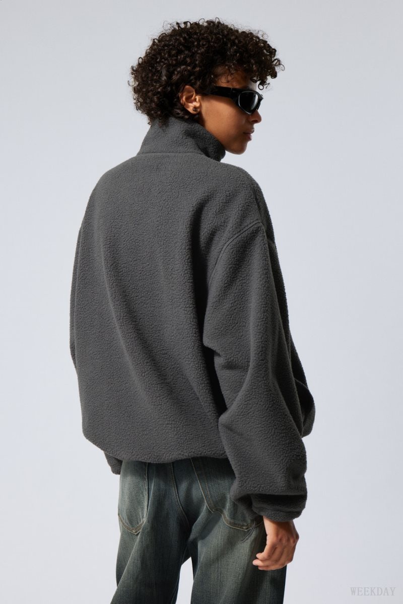 Weekday Cora Oversized Fleece Sweatshirt スウェットシャツ レディース 暗グレー Japan | Y7A-7227