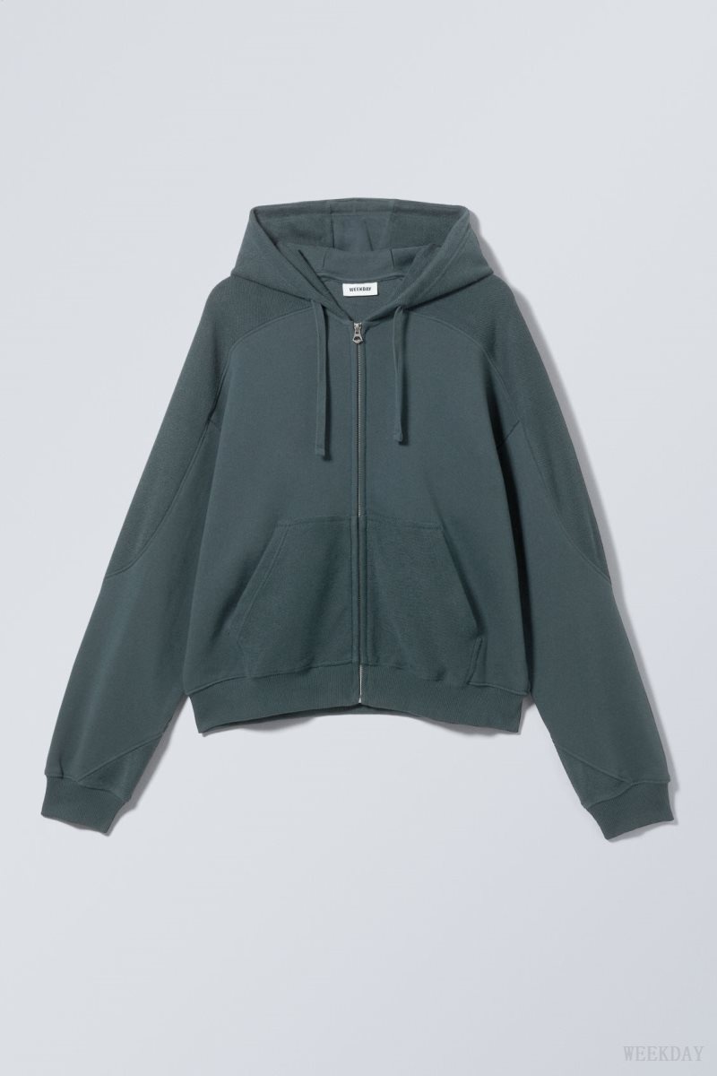 Weekday Craig Zip Hoodie パーカー メンズ 暗 Japan | G1U-6183