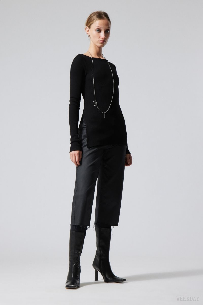Weekday Cybele Slit Long Sleeve トップス レディース 黒 Japan | M0M-5349