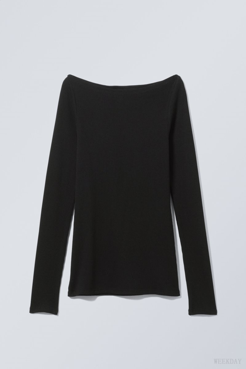 Weekday Cybele Slit Long Sleeve トップス レディース 黒 Japan | M0M-5349