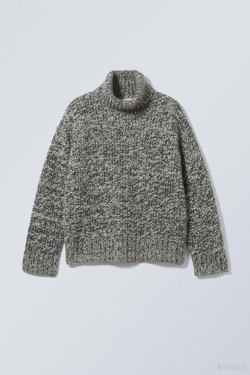 Weekday Cypher ウール Blend Turtleneck Sweater セーター メンズ Mole Melange Japan | E6M-7083