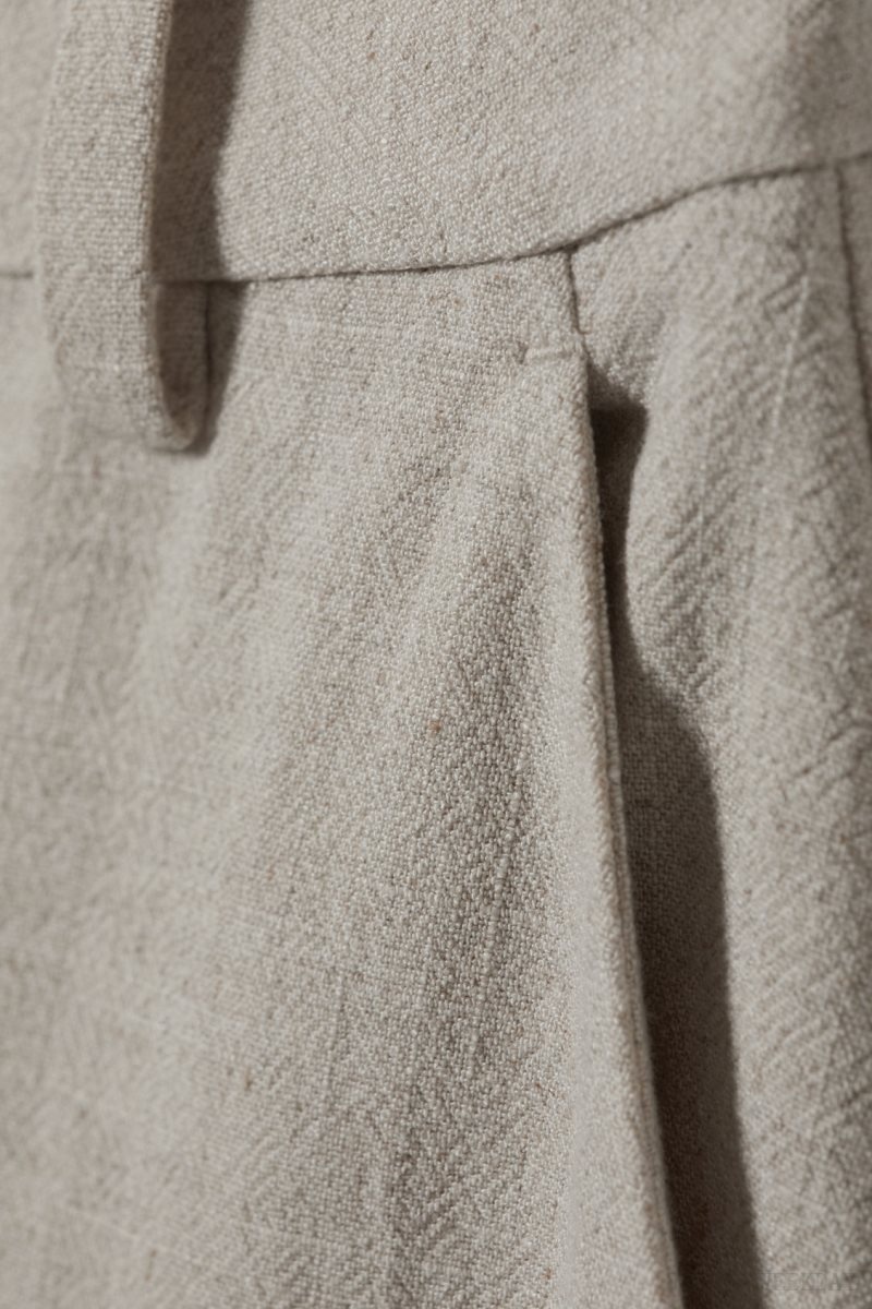 Weekday Cyrus Linen Mix Trousers ズボン レディース Ecru Japan | J0N-7872