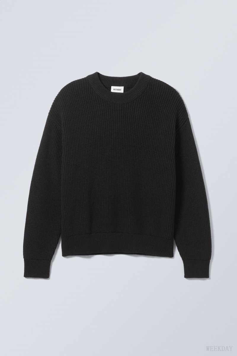Weekday Daniel Regular Sweatshirt セーター メンズ 黒 Japan | J8H-6390