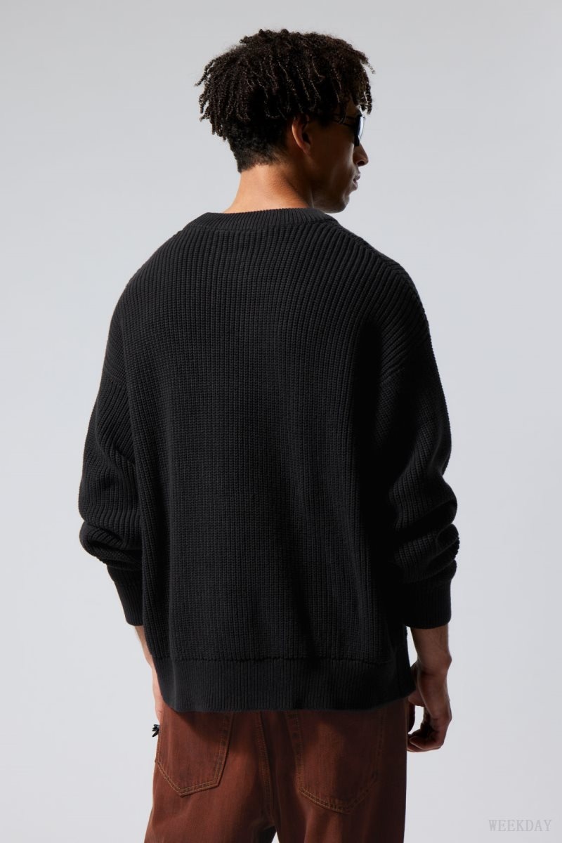 Weekday Daniel Regular Sweatshirt セーター メンズ 黒 Japan | J8H-6390
