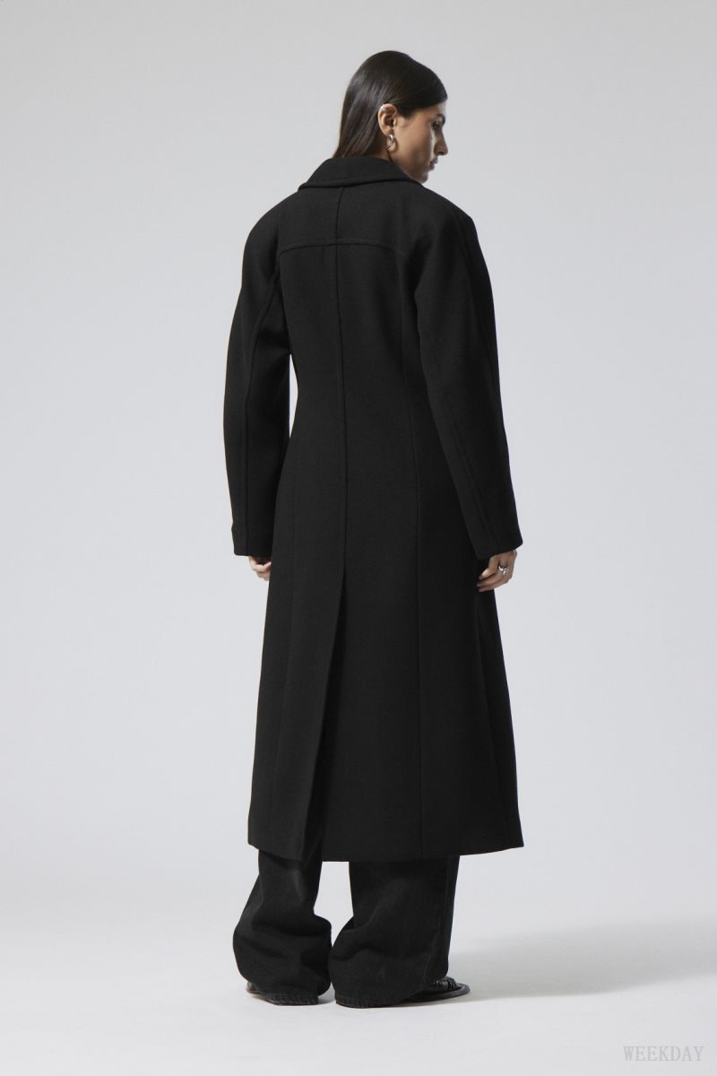 Weekday Delia Waisted ウール Blend Coat コート レディース 黒 Japan | Z3G-8739