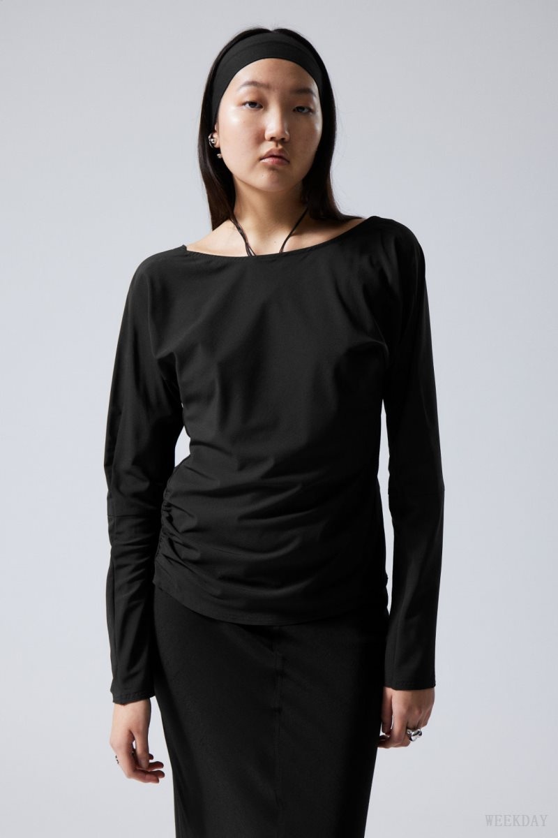 Weekday Derya Asymmetric Longsleeve Top トップス レディース 黒 Japan | I2N-1850