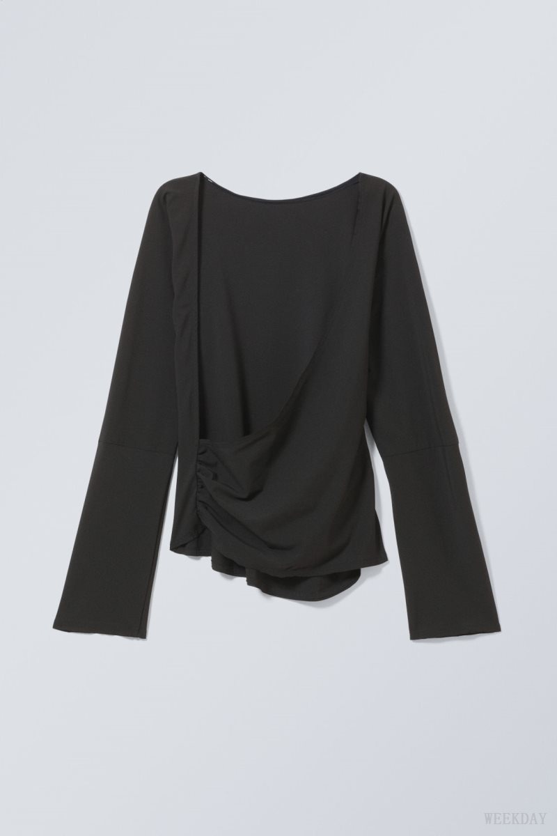 Weekday Derya Asymmetric Longsleeve Top トップス レディース 黒 Japan | I2N-1850