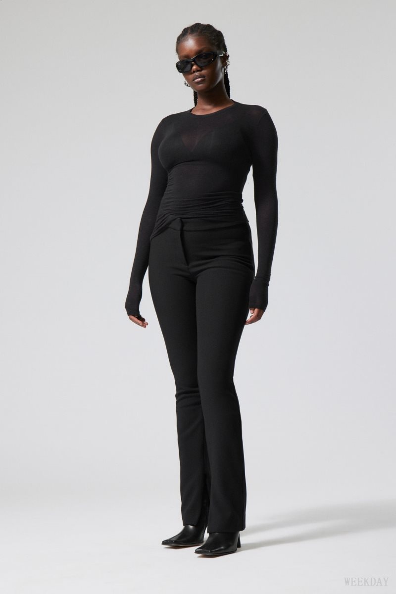 Weekday Dessa slim Trousers ズボン レディース 黒 Japan | G6N-2340