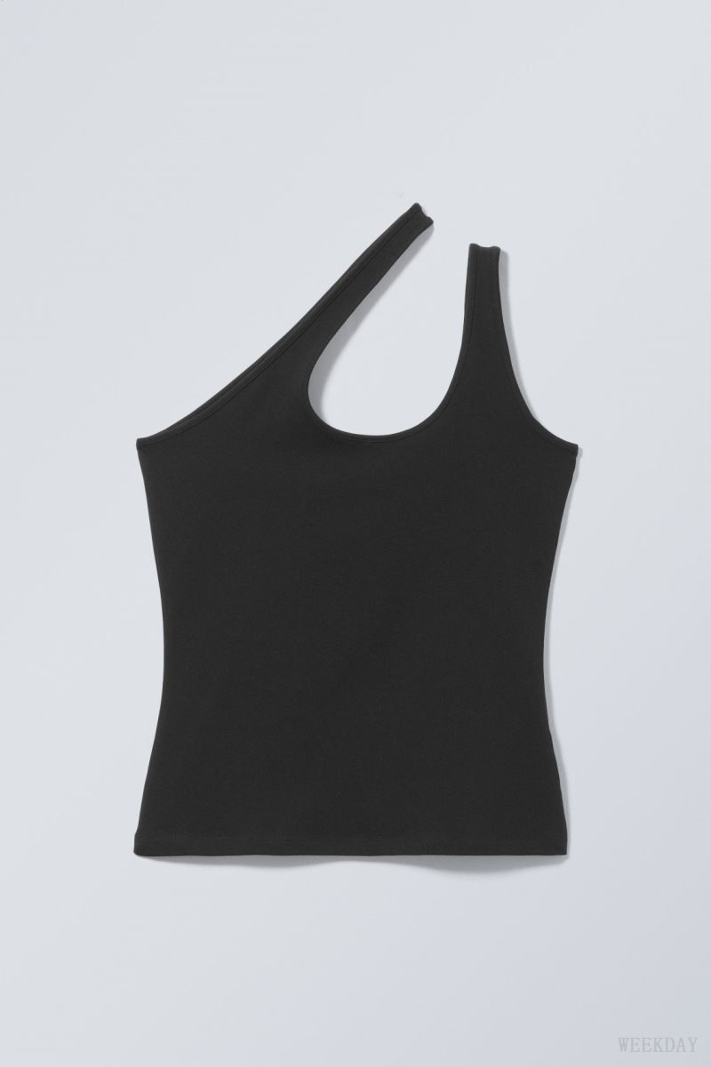 Weekday Elaf One Shoulder Top トップス レディース 黒 Japan | T1V-1652