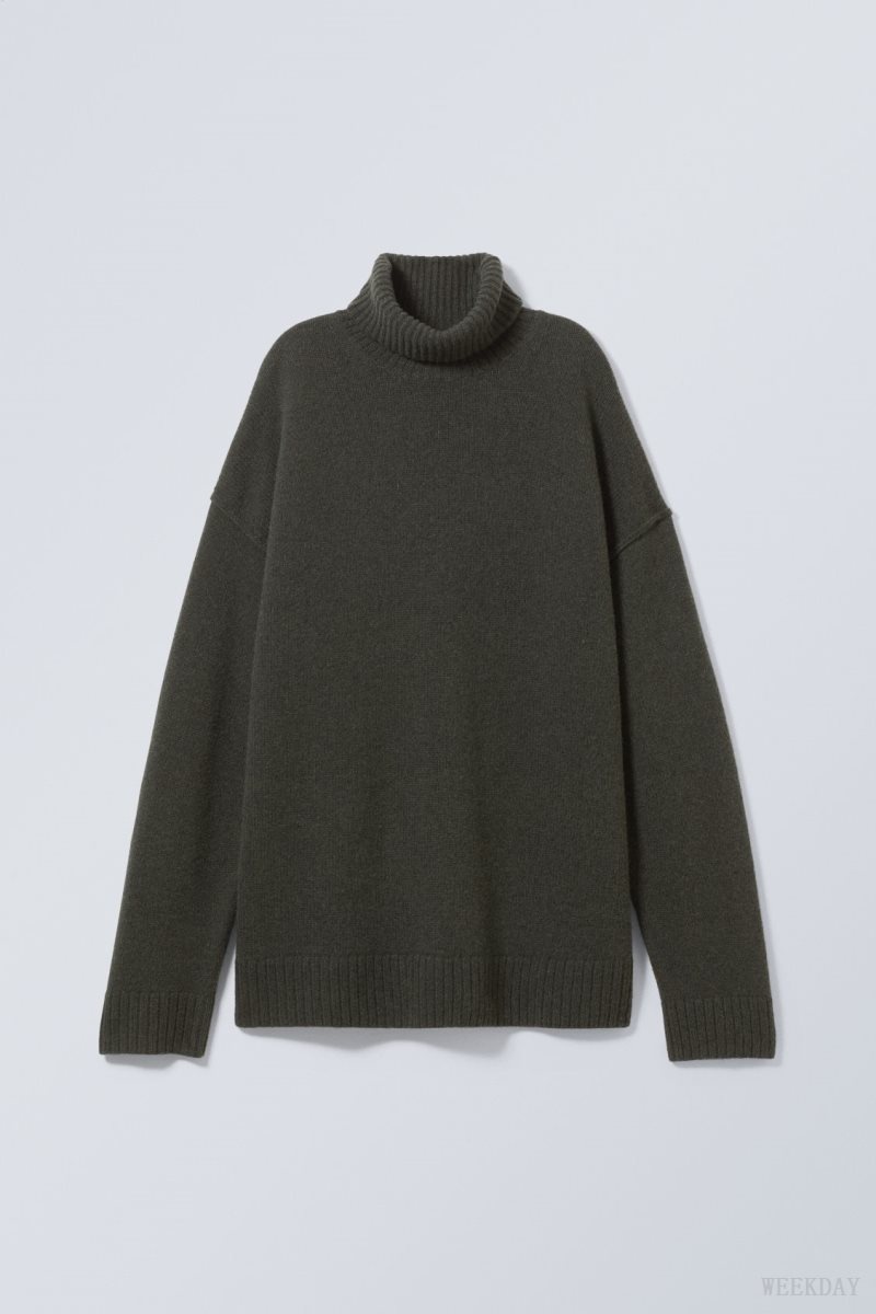 Weekday Eloise ウール Turtleneck Sweater セーター レディース 暗緑 Japan | P6G-5661