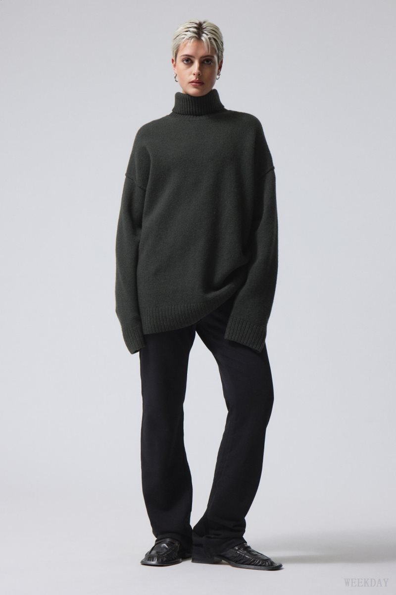 Weekday Eloise ウール Turtleneck Sweater セーター レディース 暗緑 Japan | P6G-5661