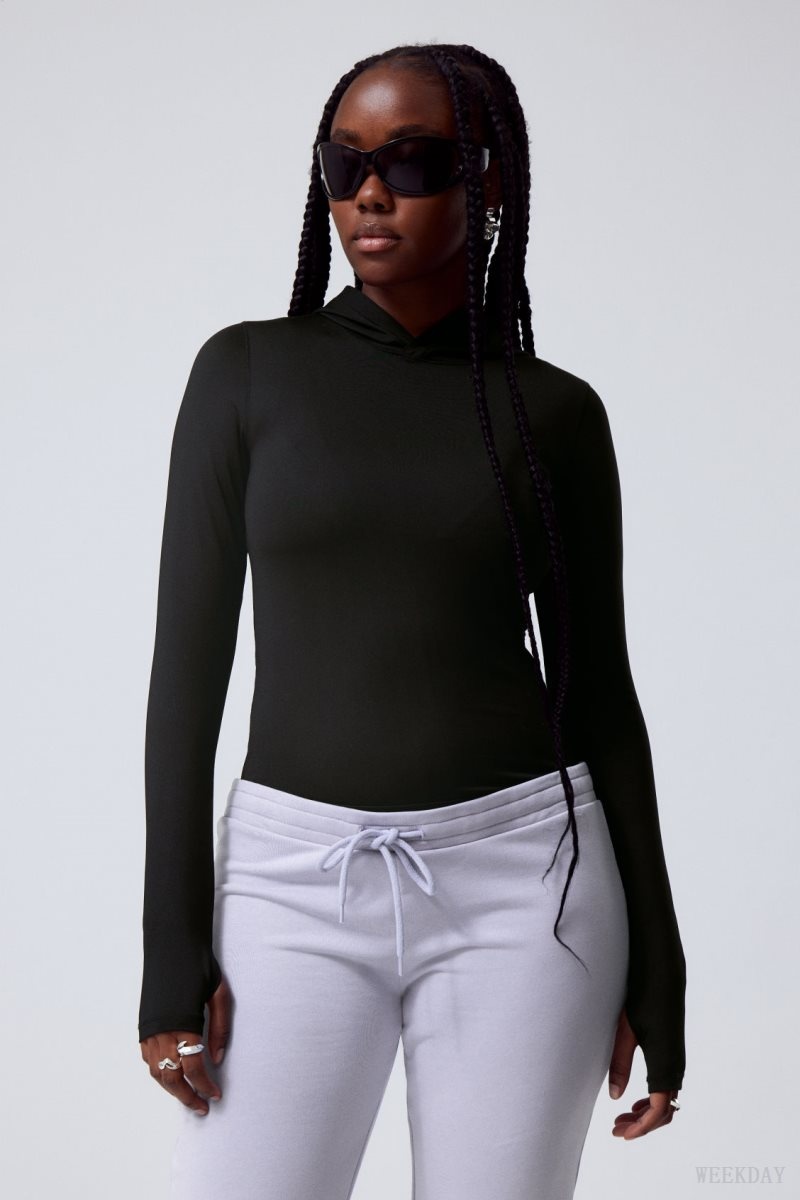 Weekday Emily フード付き Longsleeve Top トップス レディース 黒 Japan | D2J-7809