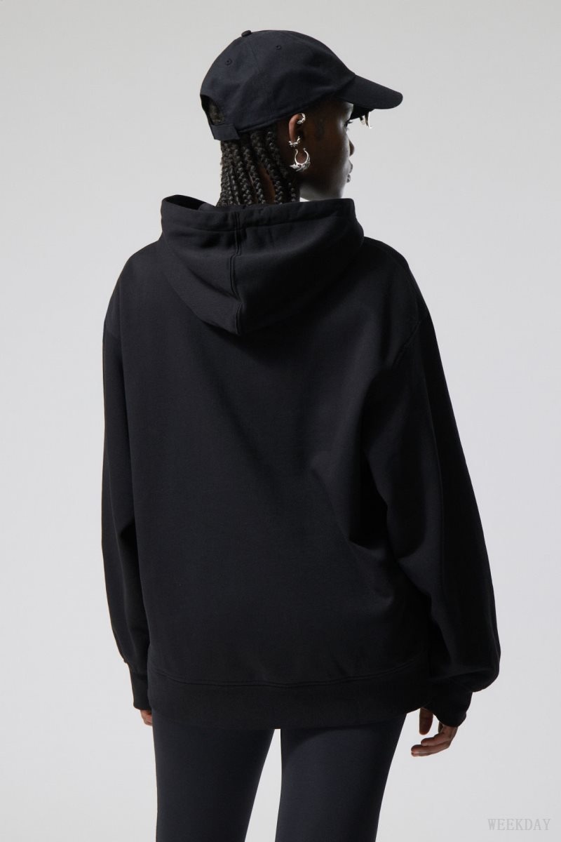 Weekday Essence Relaxed Hoodie パーカー レディース 黒 Japan | M5U-2176