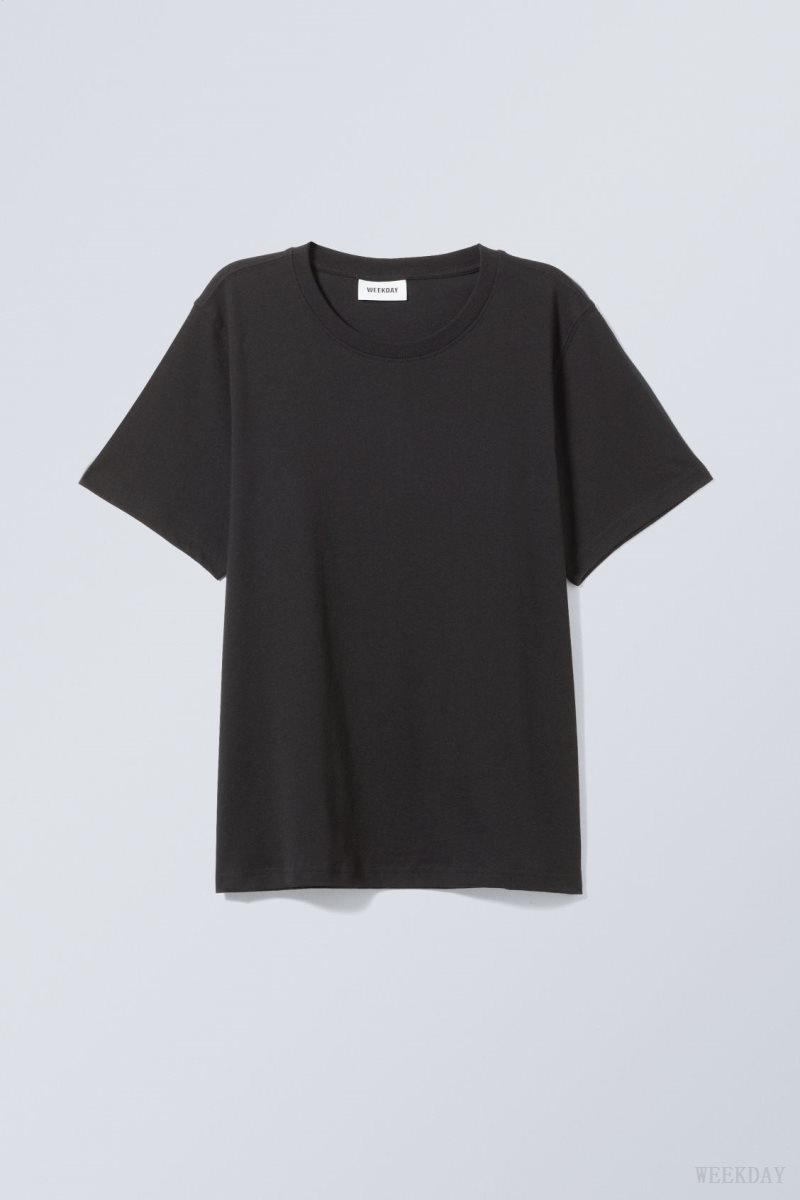 Weekday Essence Standard T-shirt Tシャツ レディース 黒 Japan | J7T-5648