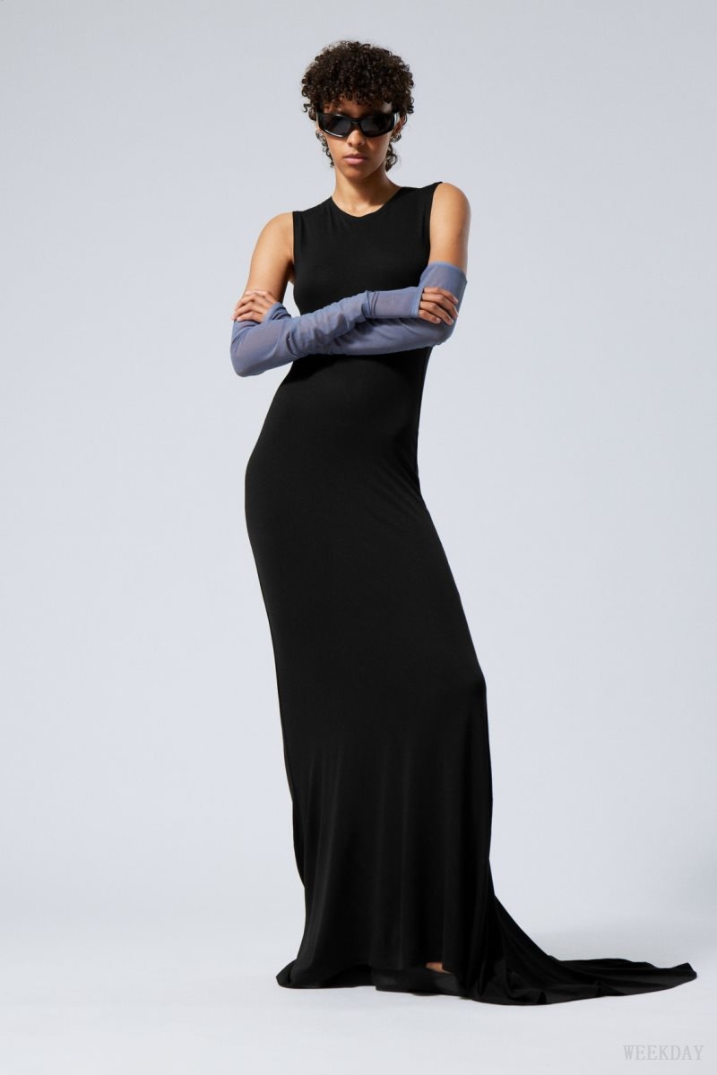 Weekday Eva Maxi ドレス ワンピース レディース 黒 Japan | V0U-4528