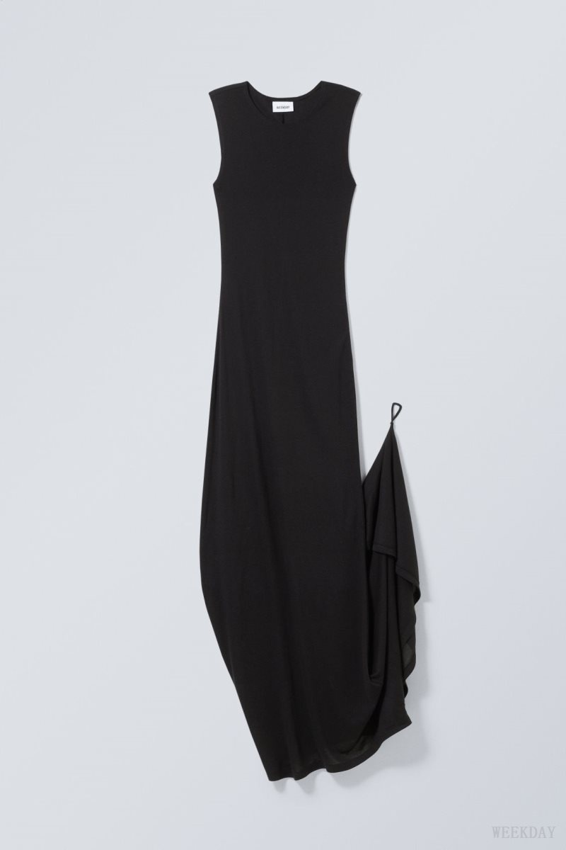 Weekday Eva Maxi ドレス ワンピース レディース 黒 Japan | V0U-4528
