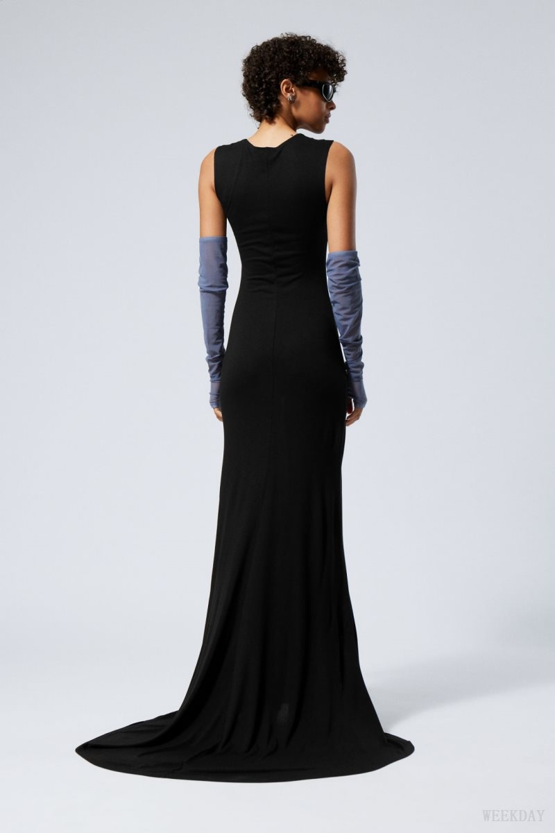 Weekday Eva Maxi ドレス ワンピース レディース 黒 Japan | V0U-4528