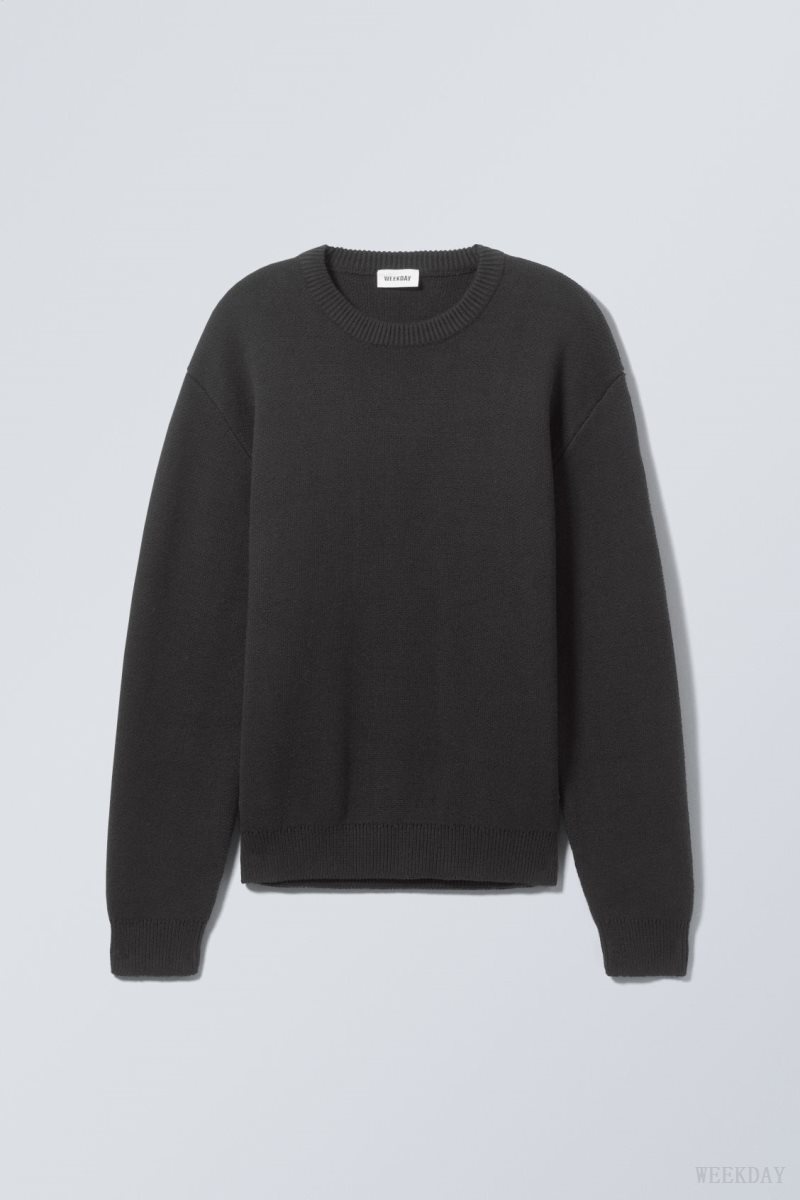 Weekday Fabian Jacquard Knit Sweater セーター メンズ 黒 Japan | T8A-9196