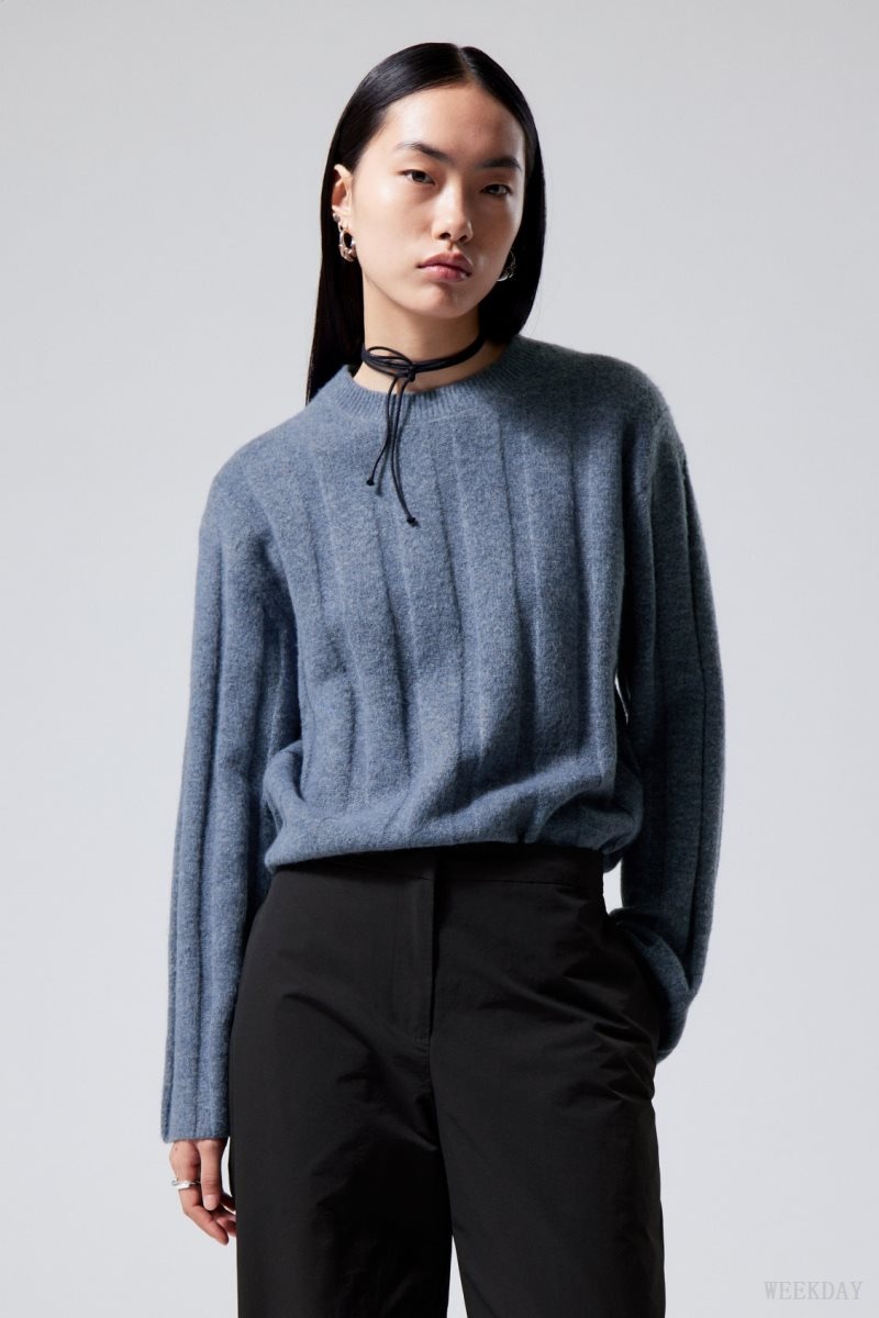 Weekday Fiona Rib Sweater セーター レディース 青 Japan | Z4S-6081