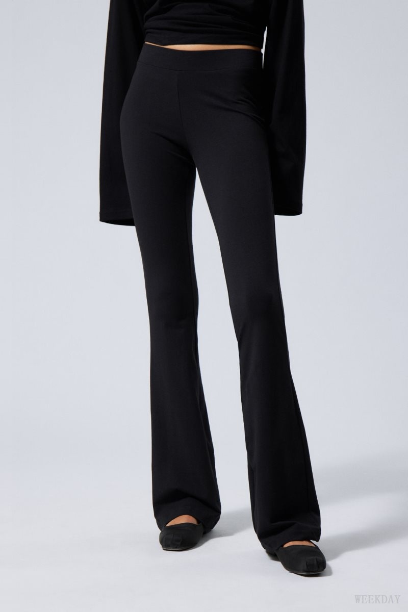 Weekday Flared Jersey Trousers ズボン レディース 黒 Japan | A6I-5034