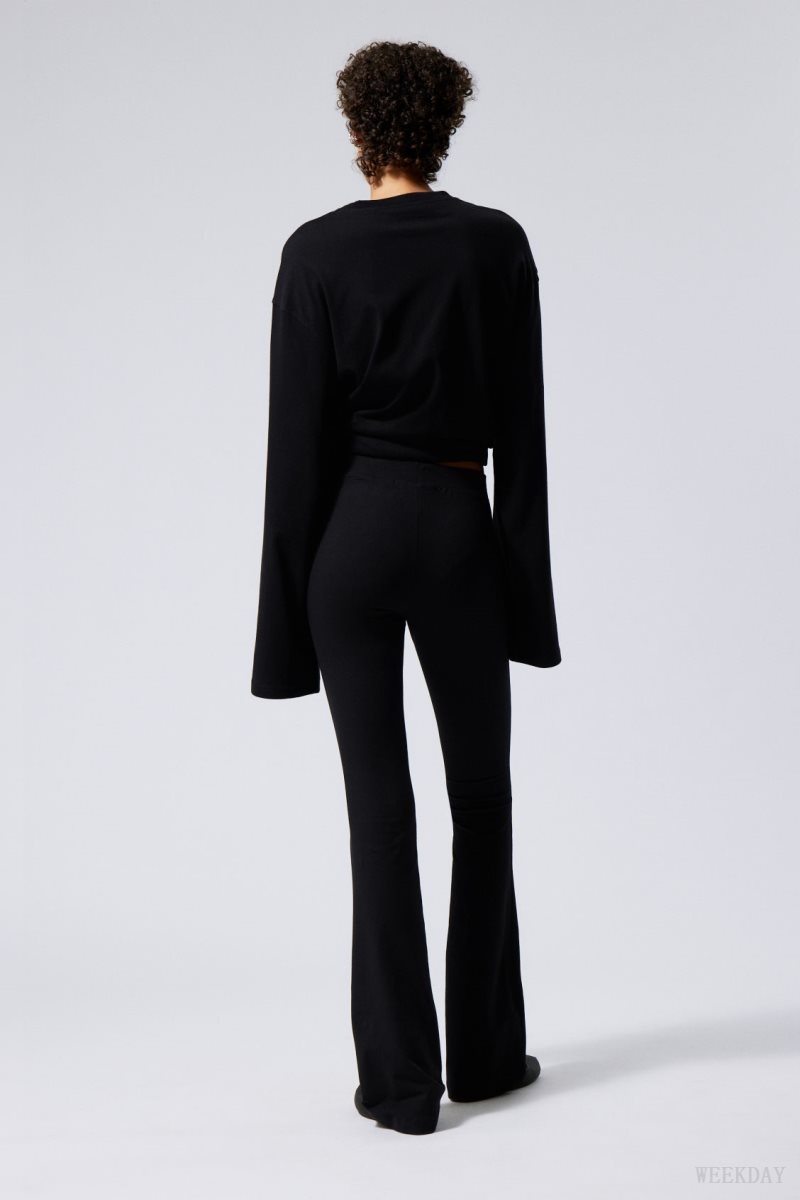 Weekday Flared Jersey Trousers ズボン レディース 黒 Japan | A6I-5034