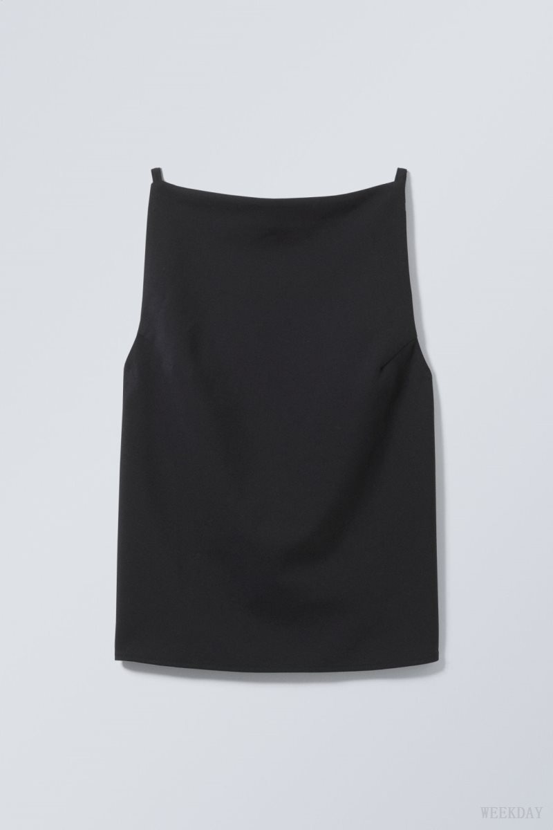 Weekday Fleur Suiting Open Back Top トップス レディース 黒 Japan | D5G-7199