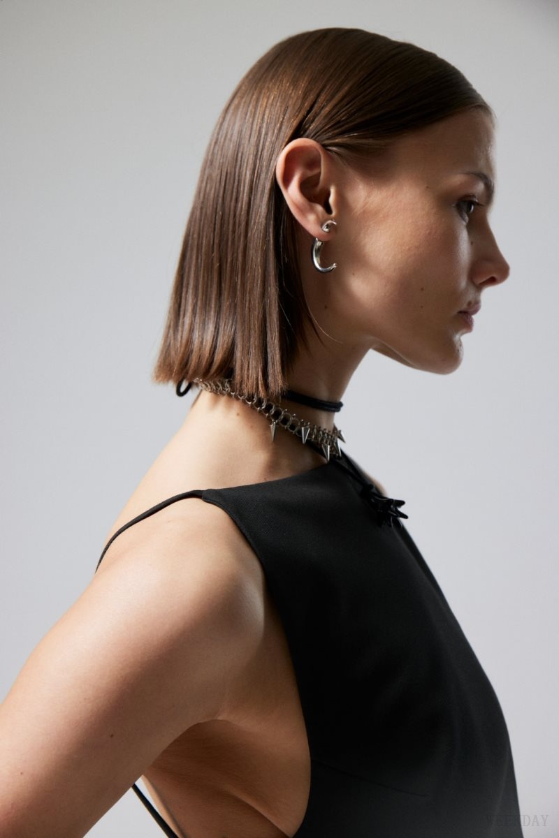 Weekday Fleur Suiting Open Back Top トップス レディース 黒 Japan | D5G-7199