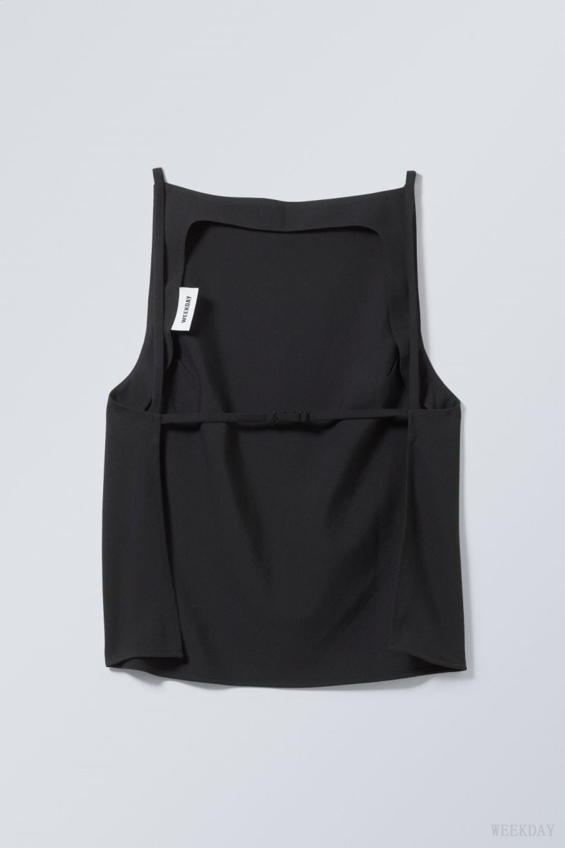 Weekday Fleur Suiting Open Back Top トップス レディース 黒 Japan | D5G-7199