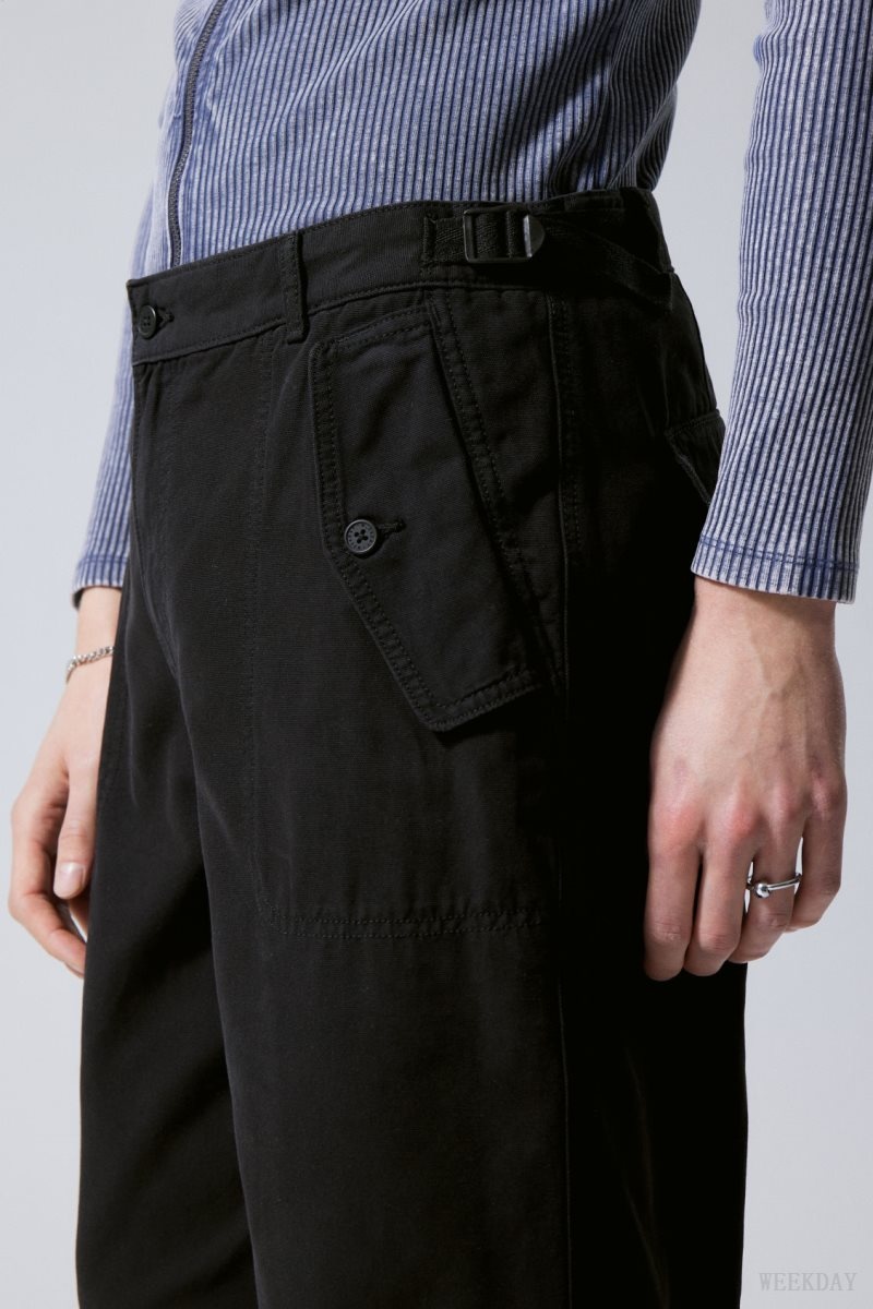 Weekday Frej Relaxed Workwear Trousers ズボン メンズ 黒 Japan | O8R-2431